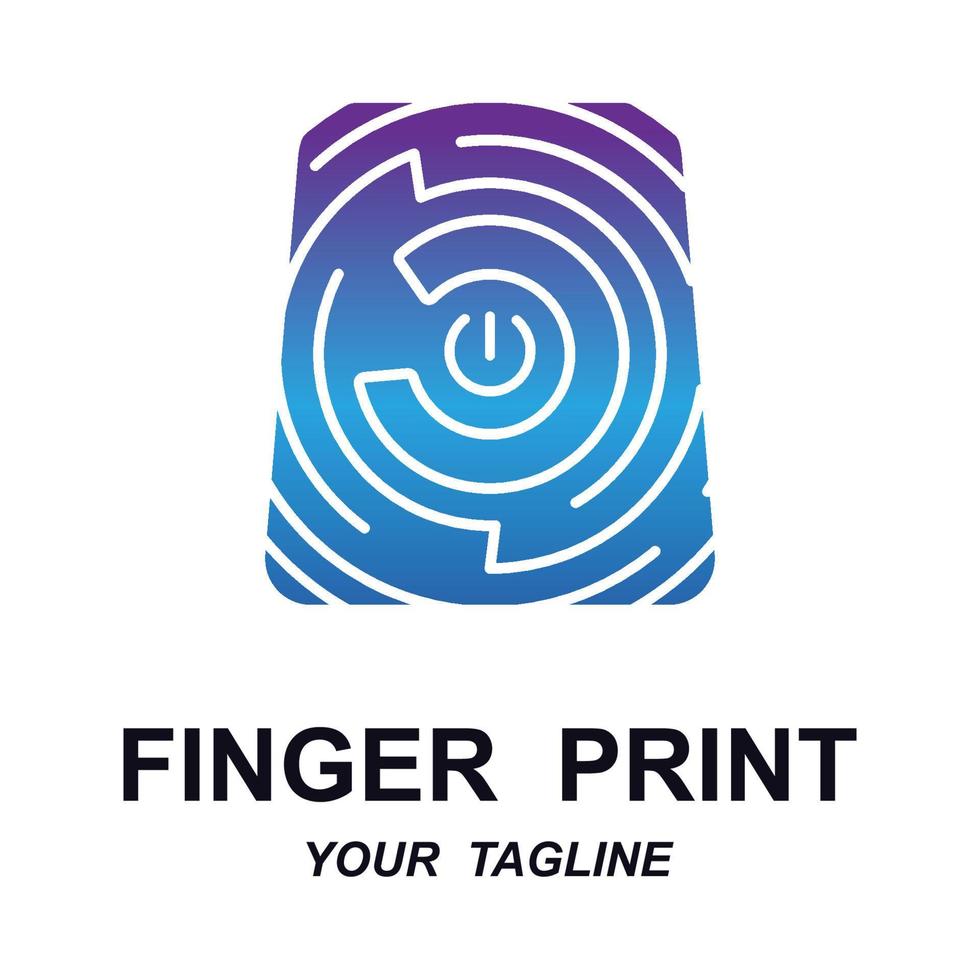 fingerprint identification logo with slogan template vector