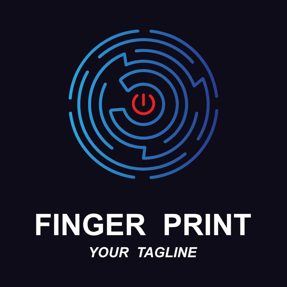 fingerprint identification logo with slogan template vector