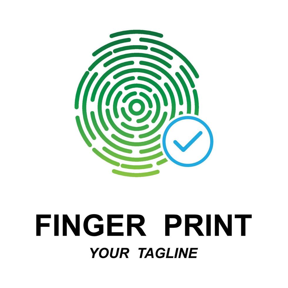 fingerprint identification logo with slogan template vector