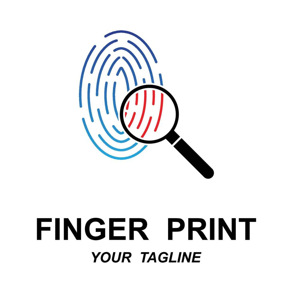 fingerprint identification logo with slogan template vector