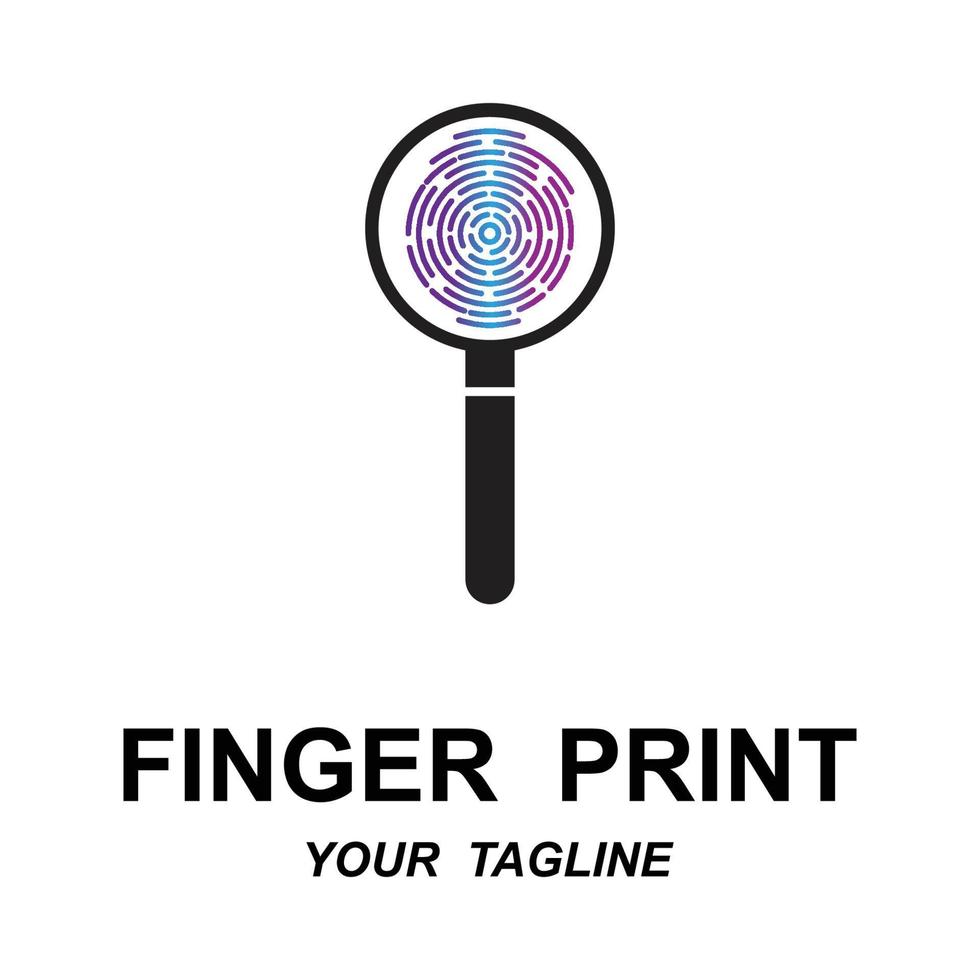 fingerprint identification logo with slogan template vector