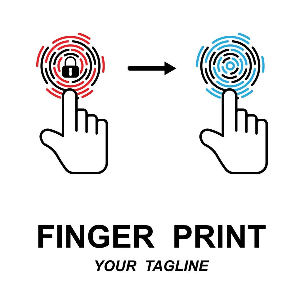 fingerprint identification logo with slogan template vector