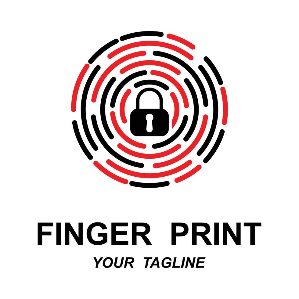 fingerprint identification logo with slogan template vector