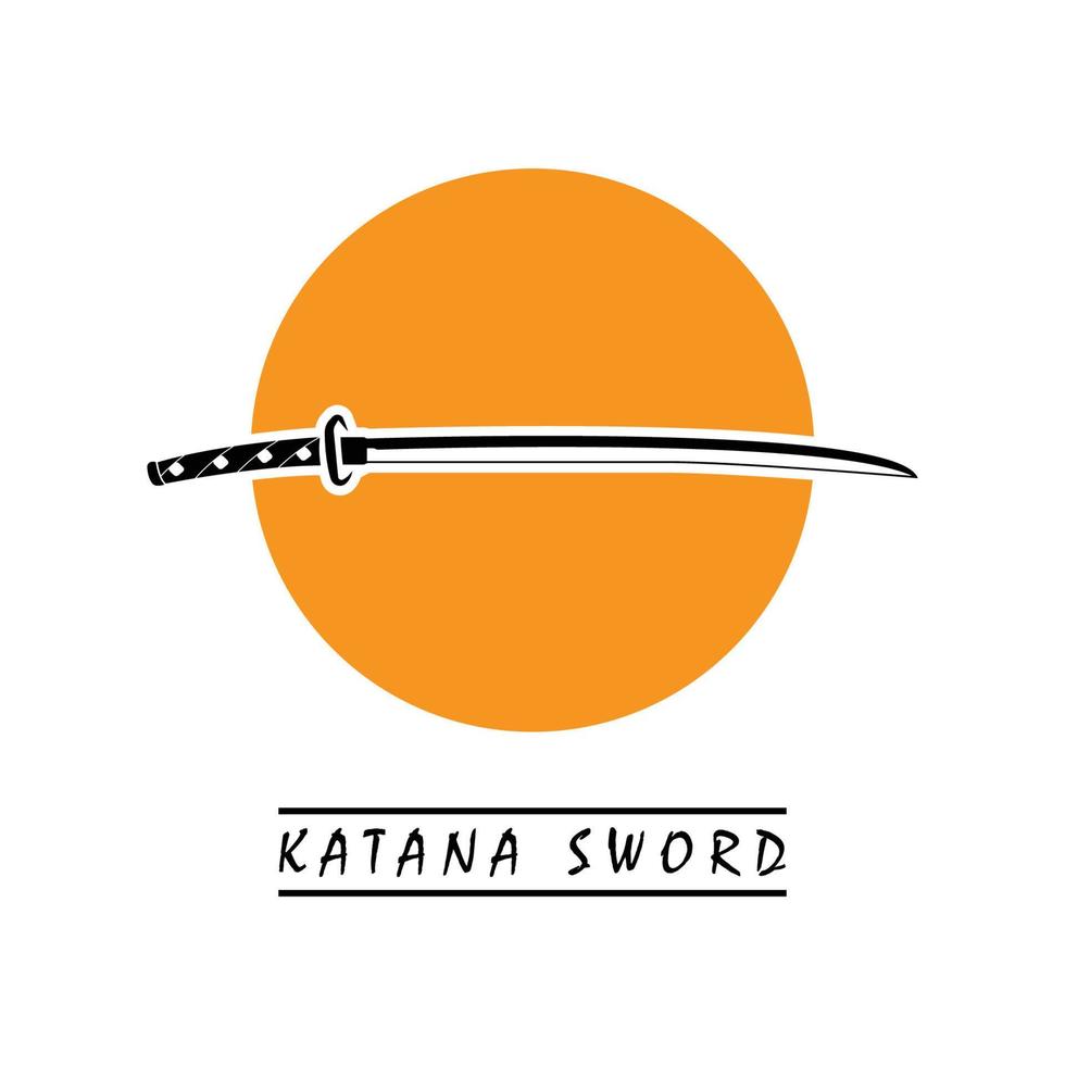 Katana sword logo, vintage vector illustration,  design modern japanese sword of katana logo concept