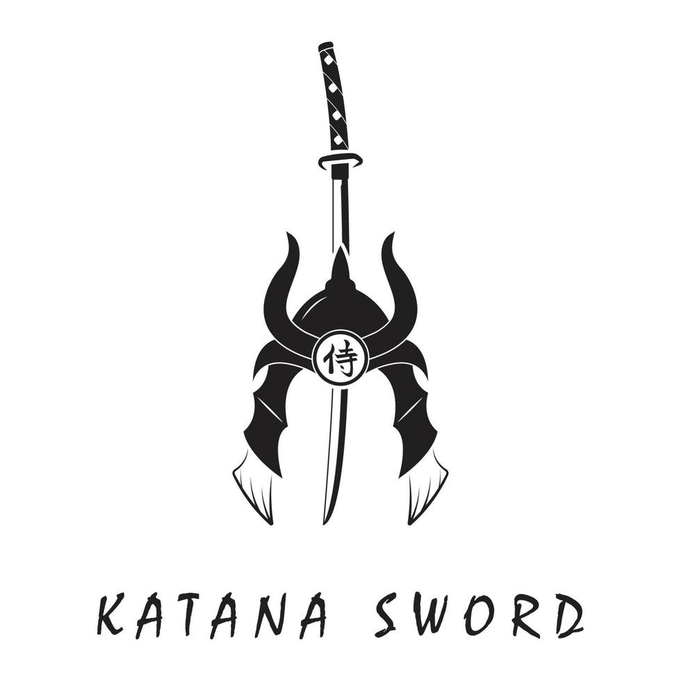 Katana sword logo, vintage vector illustration,  design modern japanese sword of katana logo concept