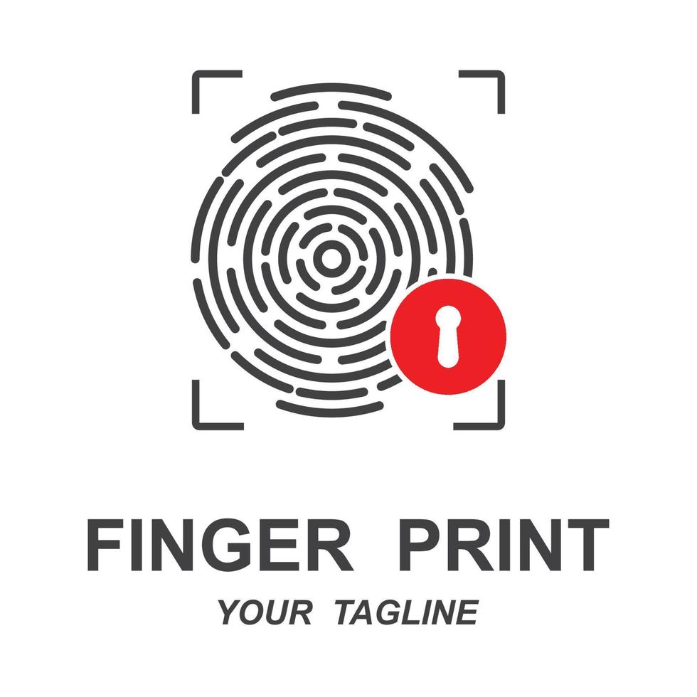 fingerprint identification logo with slogan template vector