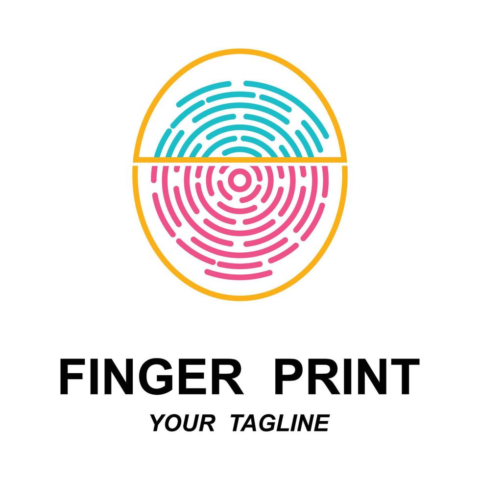 fingerprint identification logo with slogan template vector