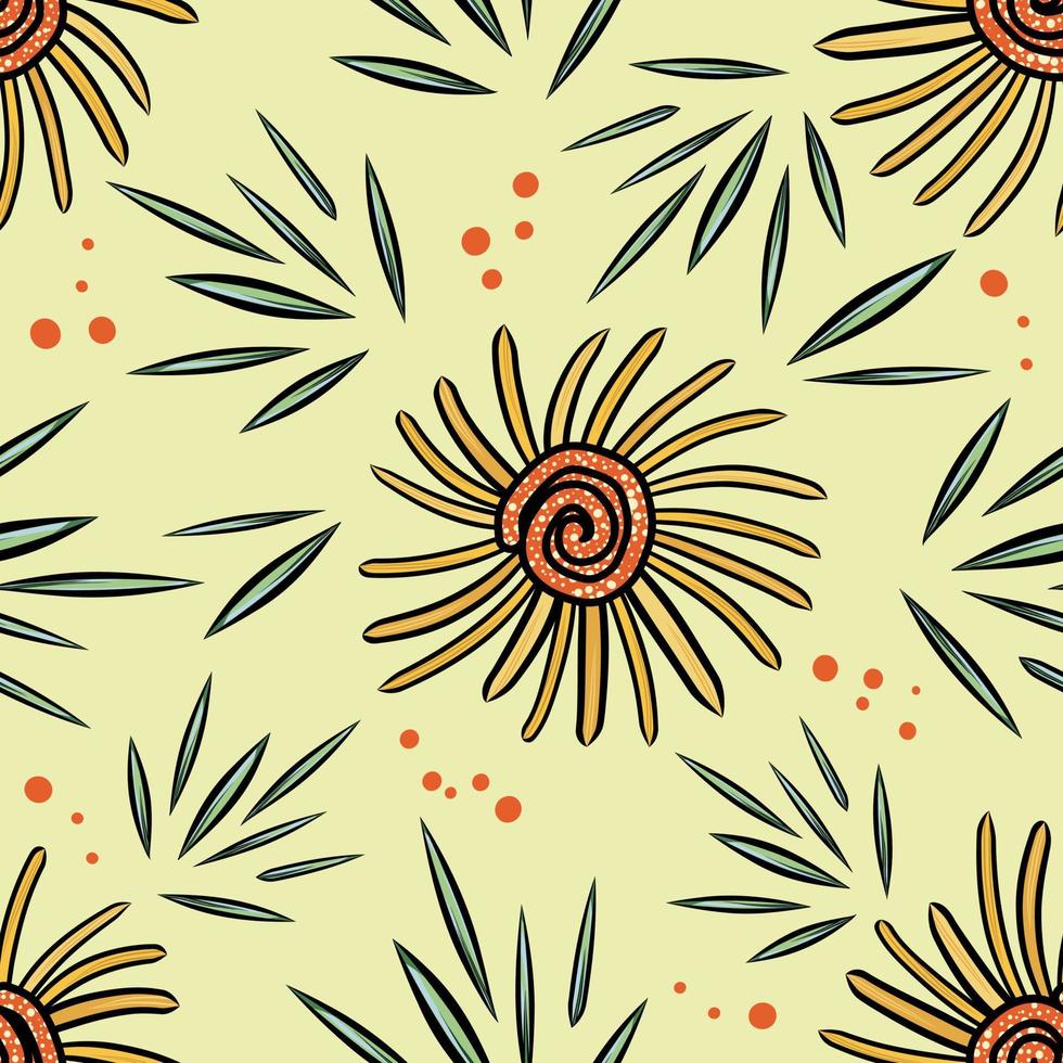 floral y hojas sin costura modelo. salvaje flores primavera antecedentes. vector