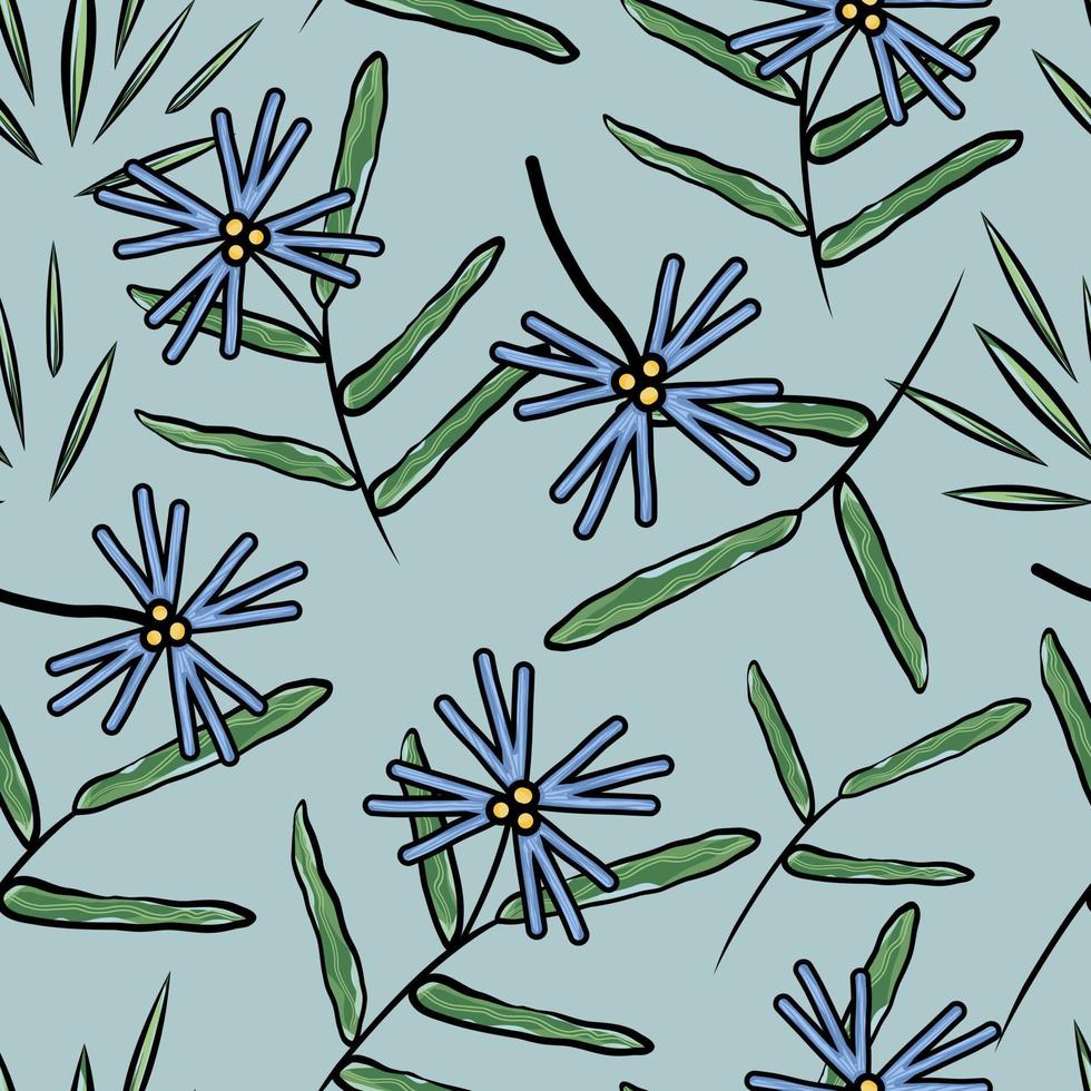 Floral and leaves seamless pattern. wild flowers. spring background. vector