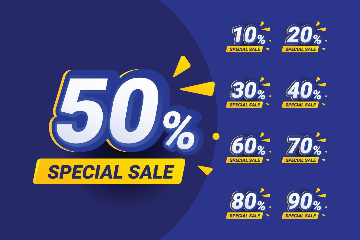 Discount Numbers Set Design For Business vector