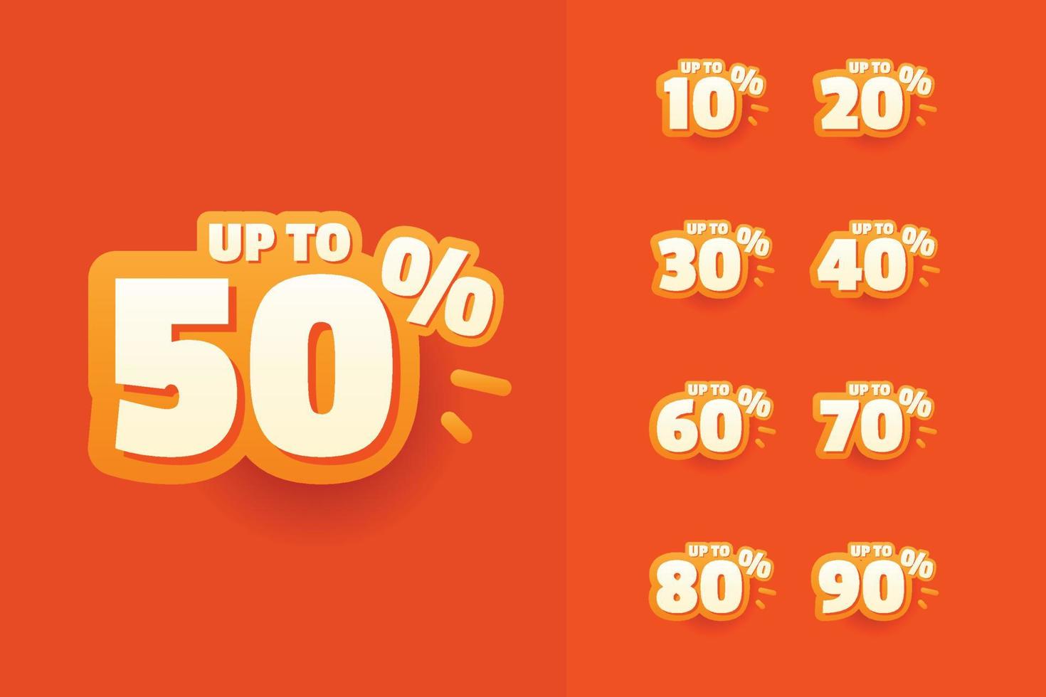 Discount Numbers Set Design For Business vector