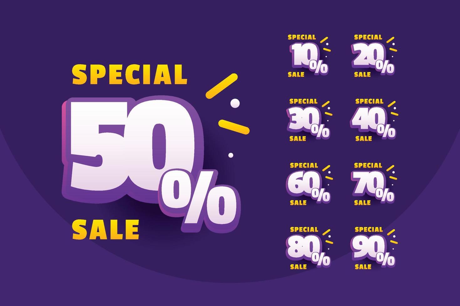 Discount Numbers Set Design For Business vector