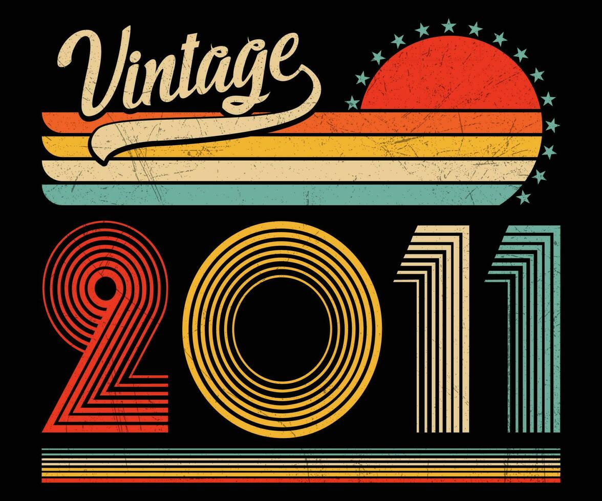 Vintage Birthday T-shirt Design. vector