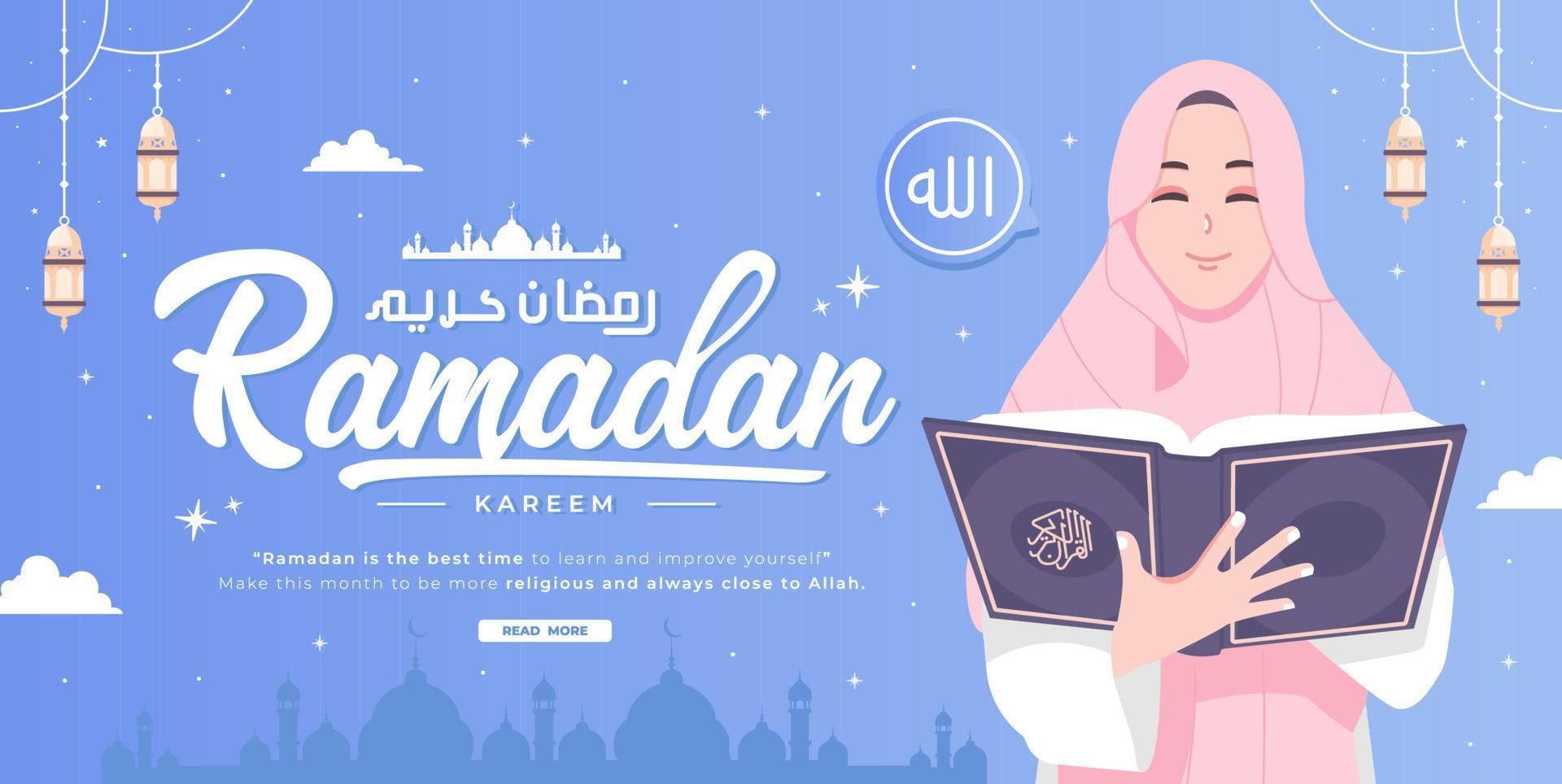 Beautiful happy ramadan mubarak banner vector