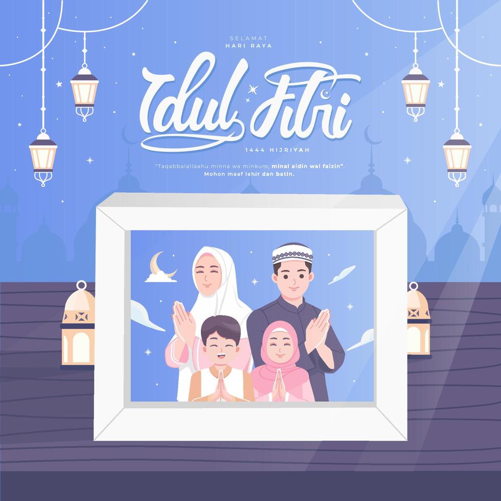 idul Fitri medio indonesio contento eid Mubarak concepto bandera vector