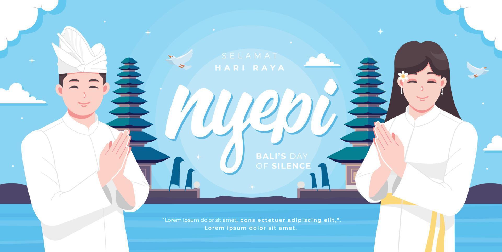 Happy Nyepi day means Bali day of silence background vector
