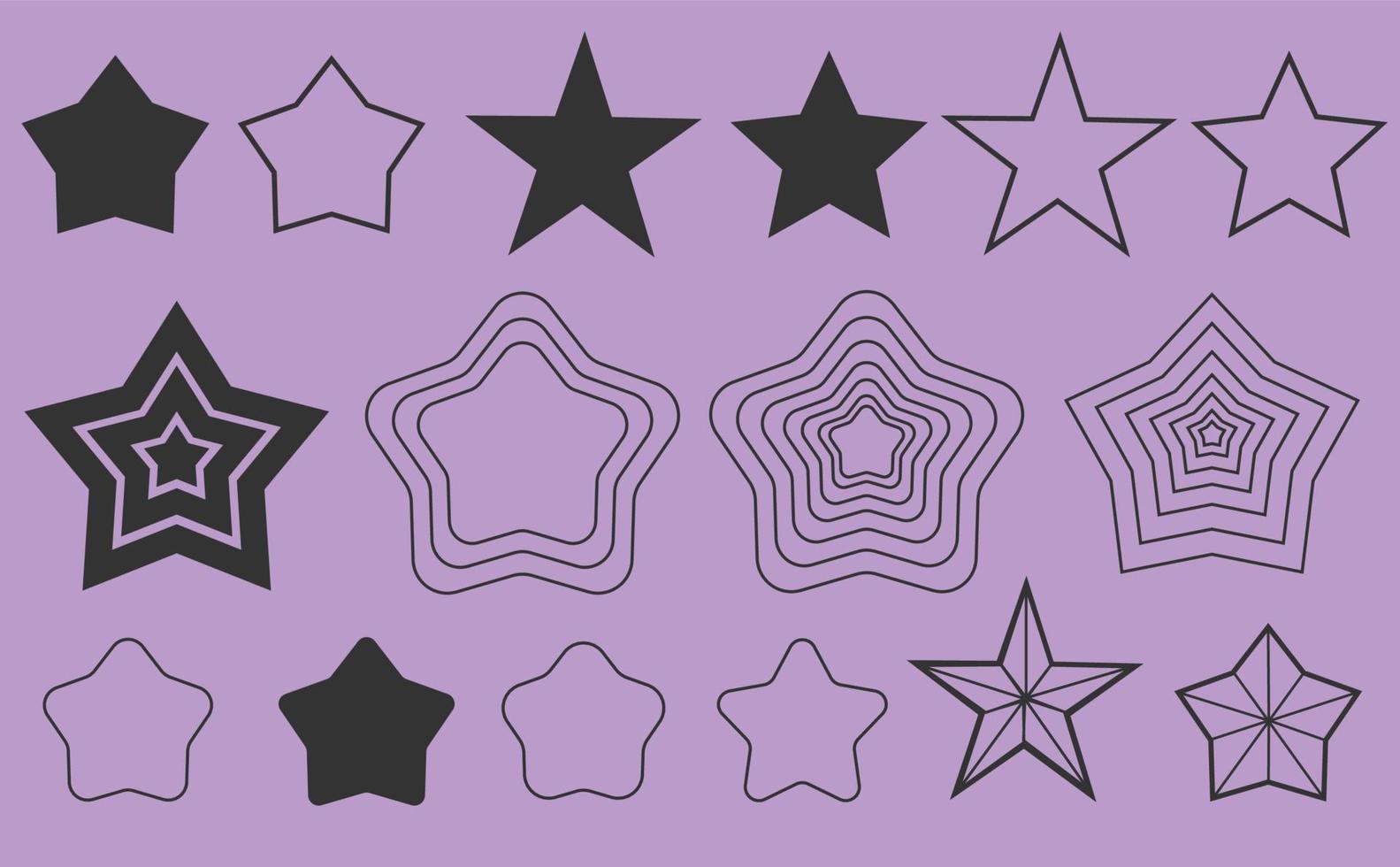 All those kind of stars rounded looping inside black line pattern background repeat monochorome vector