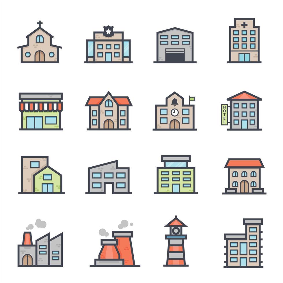 Building line with color icon. vector