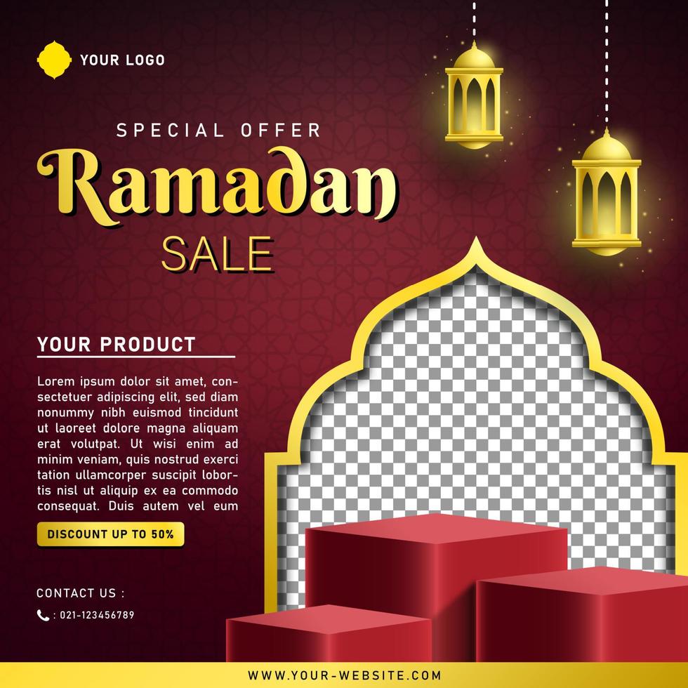 Ramadan Sale Banner Template for Social Media Post vector