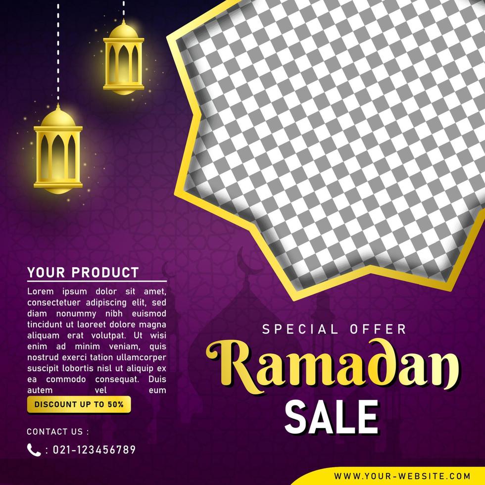 Ramadan Sale Banner Template for Social Media Post vector