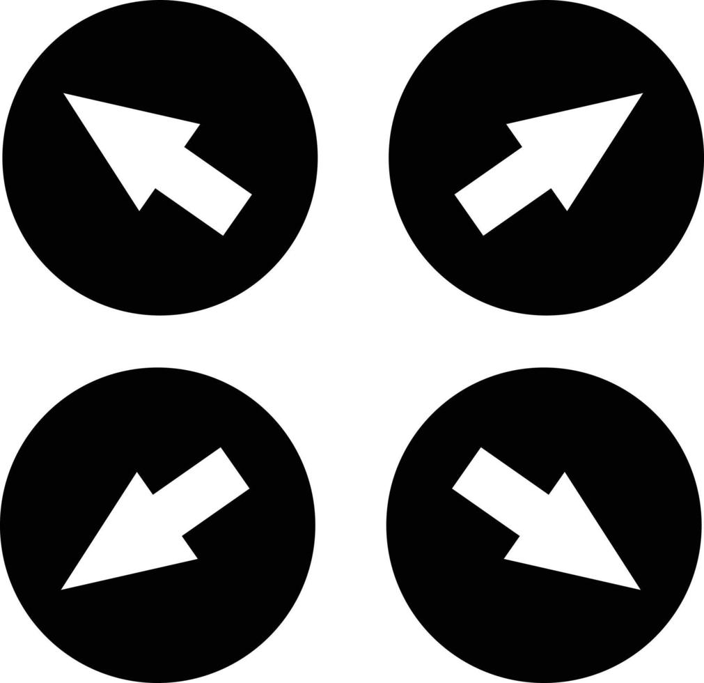 Round arrow icon set in the diagonal four direction. vector. vector