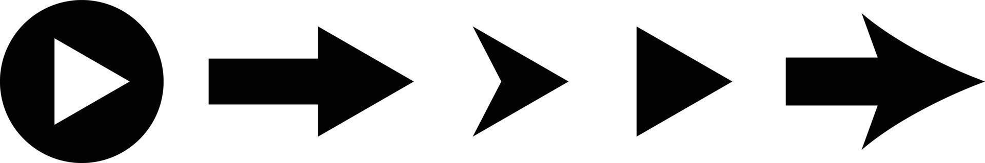 Arrow icon in various shapes. Direction vector. vector