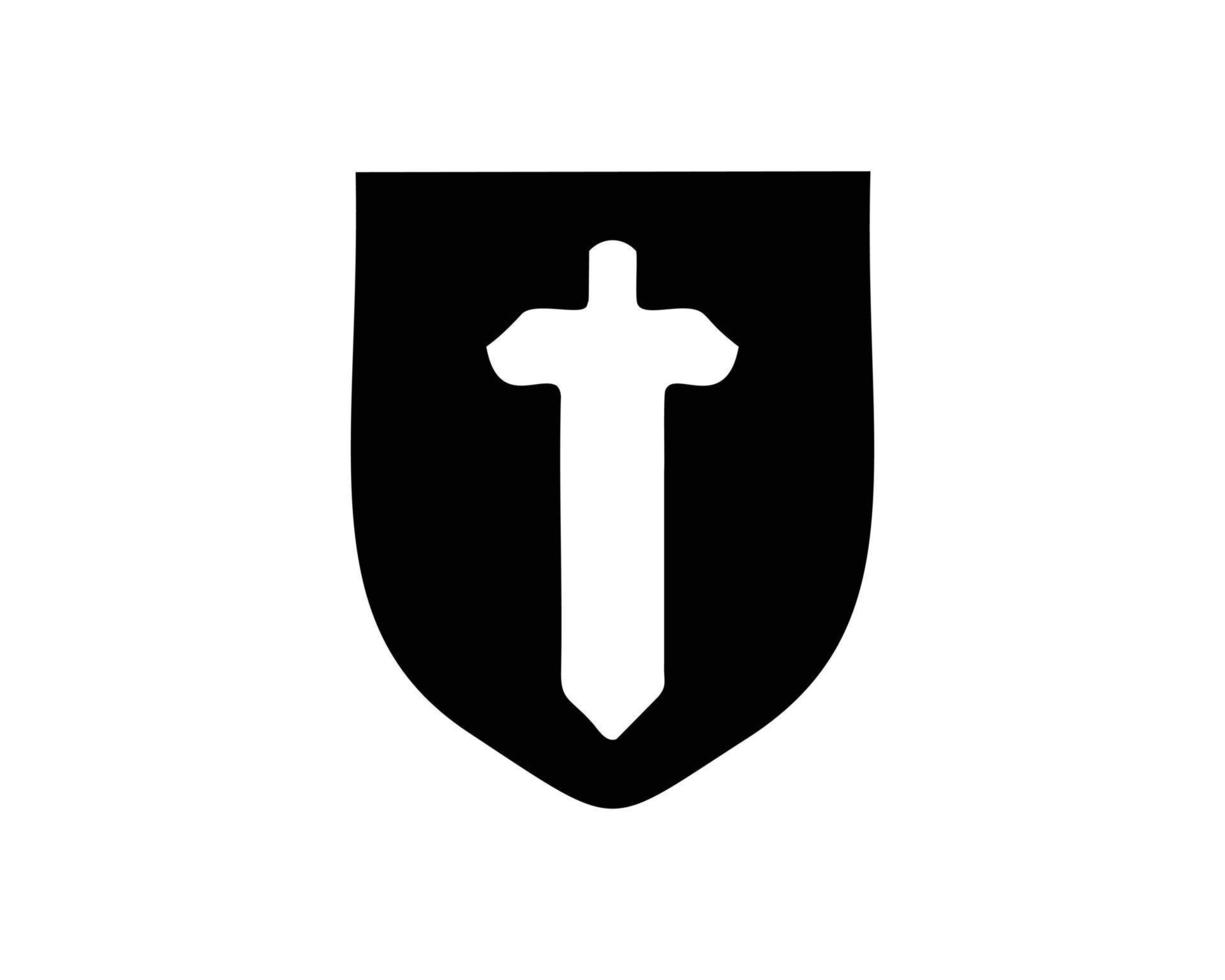 sword and shield logo silhouette. isolated white background. Best for badge, emblem, icon, design sticker, military logo industry. available in eps 10. vector