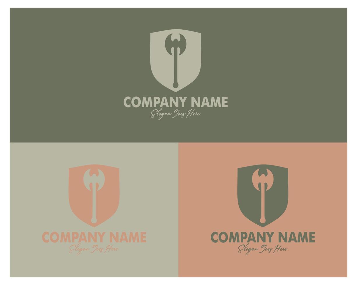 ax and shield combination logo set. premium vector design. simple design and very stunning. Best for badge, emblem, icon, sticker design, industrial logger. available eps 10.
