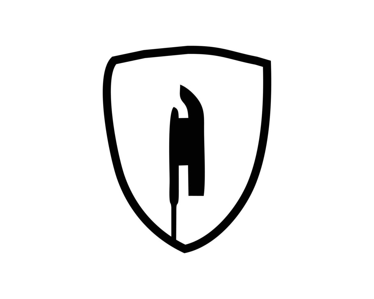 silhouette vector design of a spear in combination with a shield. best for logos, badges, emblems, icons, available in eps 10.