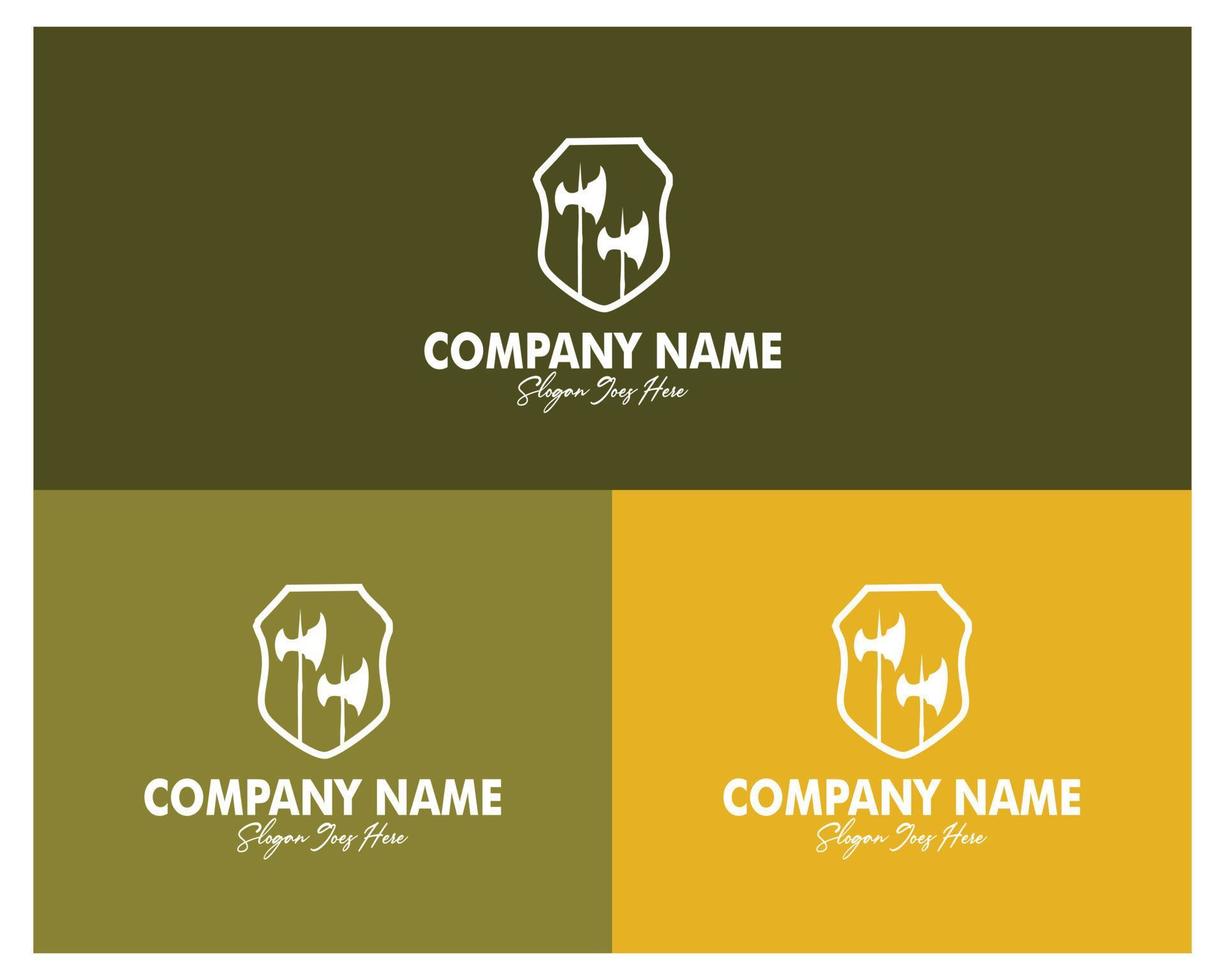 double ax and shield logo set. premium vector design. appear with several color choices. Best for logo, badge, emblem, icon, design sticker, industry. available in eps 10.