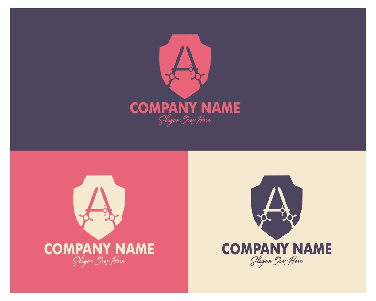 premium vector design set of sword, letter A and shield logo. Best for logo, badge, emblem, icon, sticker design. available in eps 10.