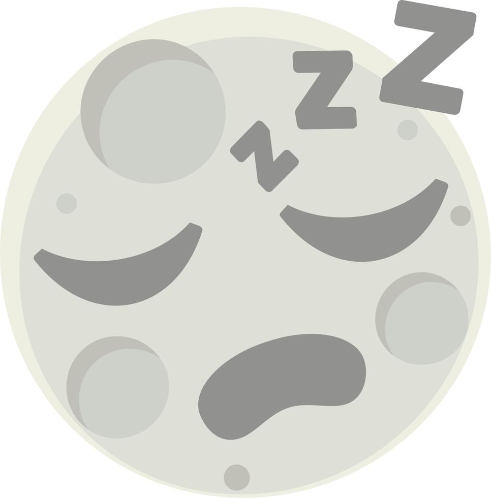 Moon with sleeping expression. Clip art of asleep moon illustration. Cartoon character of full moon icon with face expression for design graphic or children education vector