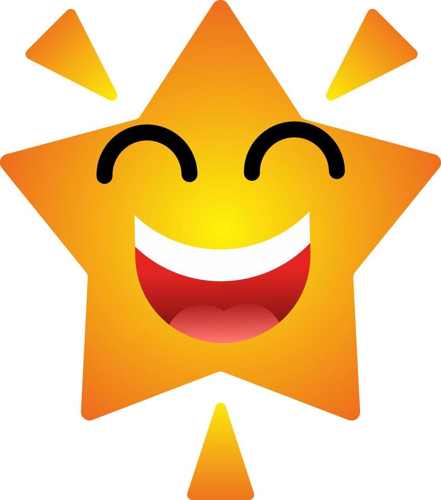 Star with happy expression. Clip art of happiness star illustration with flat style. Cartoon character of shiny star icon with cute face expression for design graphic element or children education vector