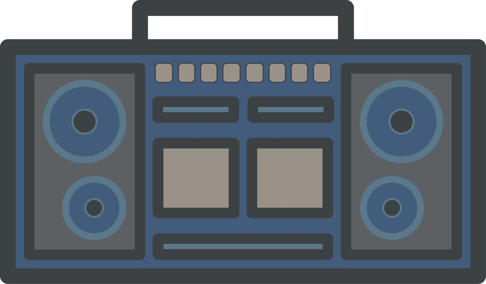Vintage boombox radio icon with flat style for nostalgia design. Graphic resource of old style music audio sound system. Vector illustration of electronic device for music accesoris with retro style