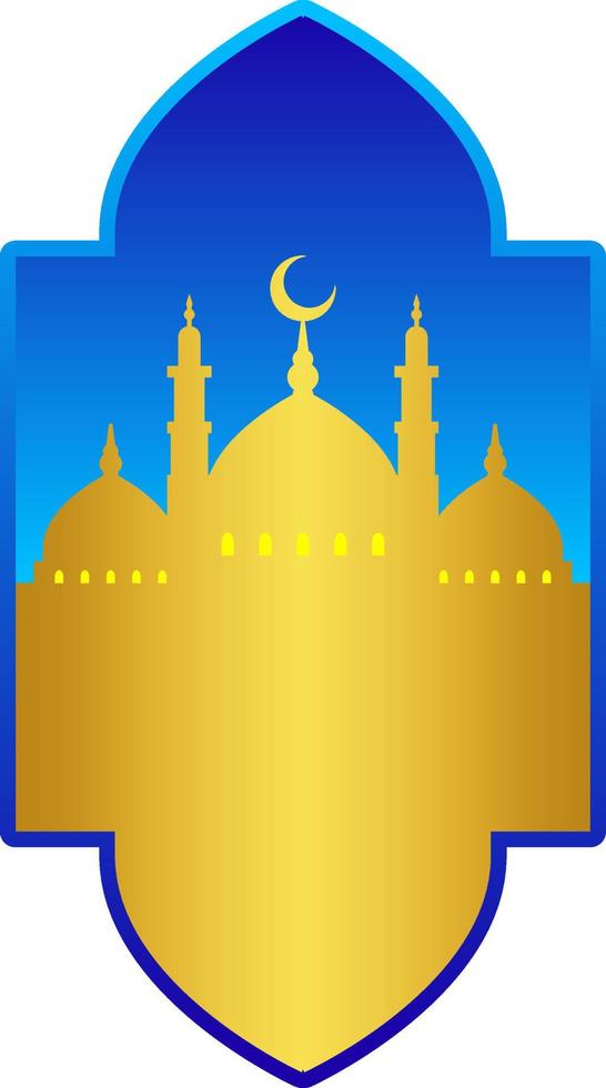 Islamic design of mosque with golden color for ramadan greeting card. Background element for design graphic ramadan celebration in muslim culture and islam religion. Islamic mosque for layout design vector