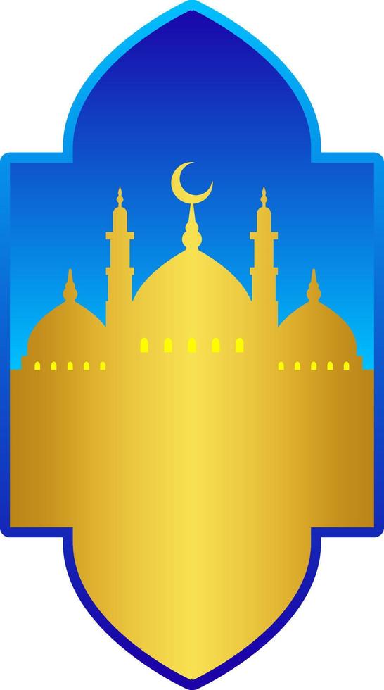 Islamic design of mosque with golden color for ramadan greeting card. Background element for design graphic ramadan celebration in muslim culture and islam religion. Islamic mosque for layout design vector