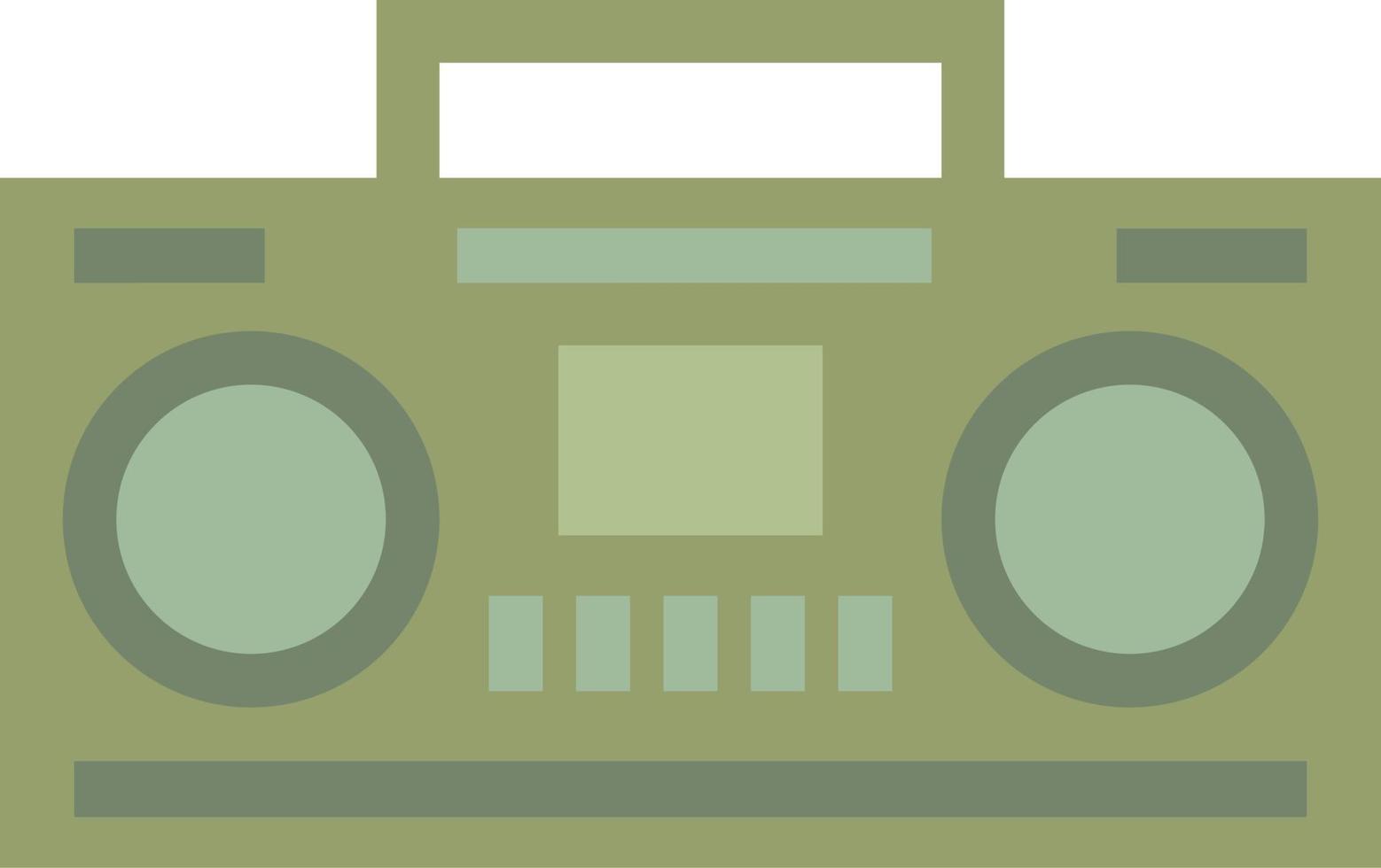 Vintage boombox radio icon with flat style for nostalgia design. Graphic resource of old style music audio sound system. Vector illustration of electronic device for music accesoris with retro style