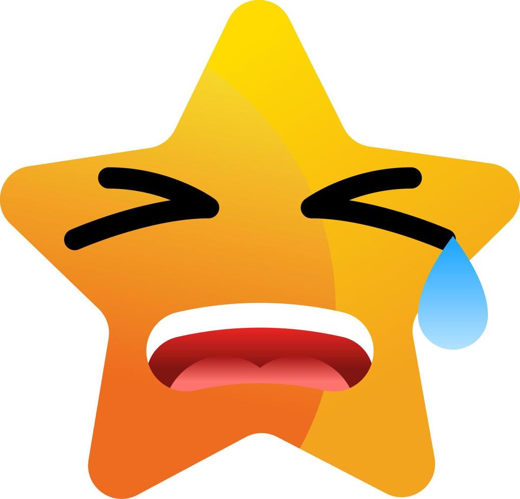 Star with cry expression. Clip art of crying star illustration with flat style. Cartoon character of shiny star icon with cute face expression for design graphic element or children education vector