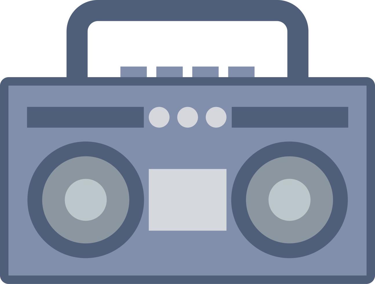 Vintage boombox radio icon with flat style for nostalgia design. Graphic resource of old style music audio sound system. Vector illustration of electronic device for music accesoris with retro style