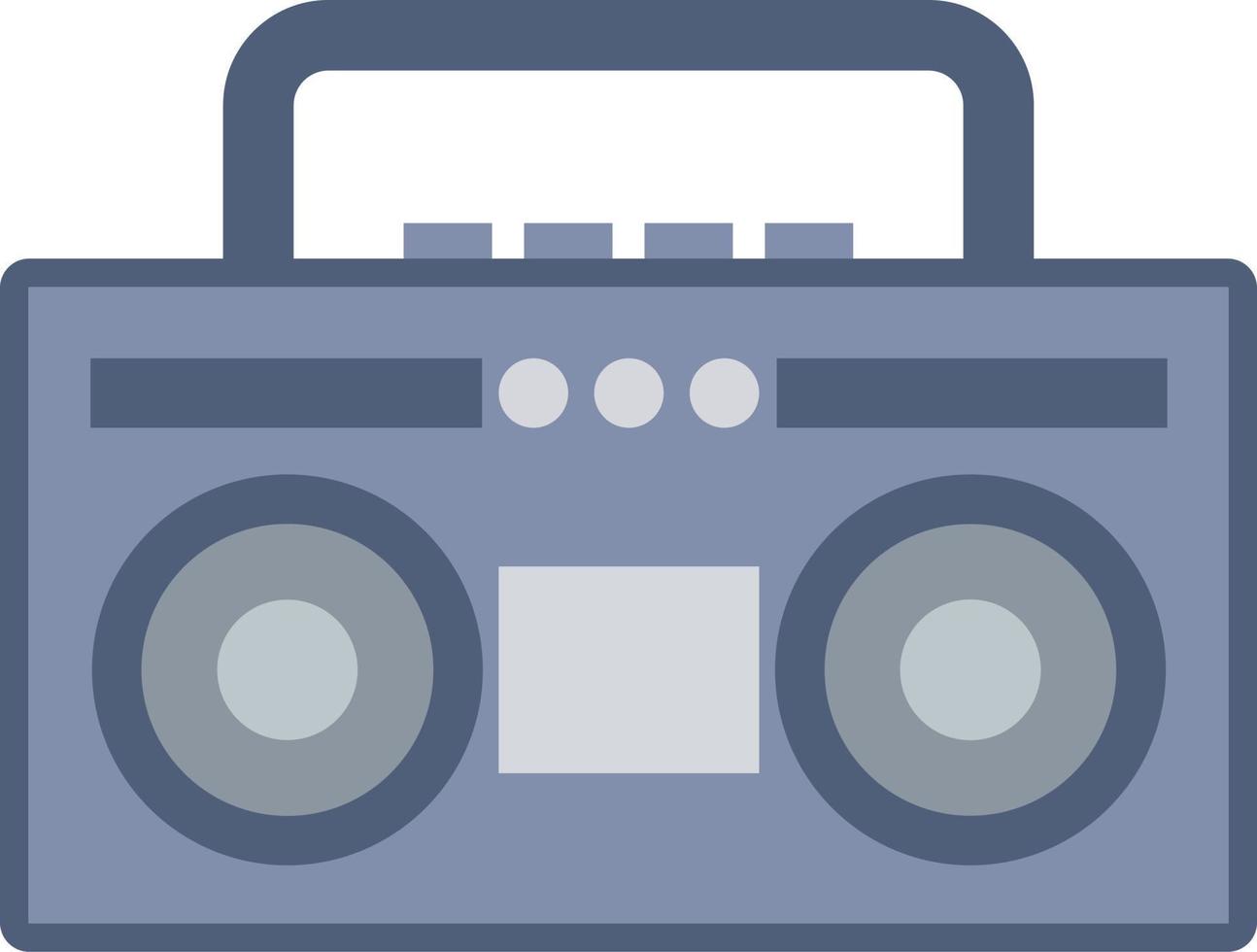 Vintage boombox radio icon with flat style for nostalgia design. Graphic resource of old style music audio sound system. Vector illustration of electronic device for music accesoris with retro style