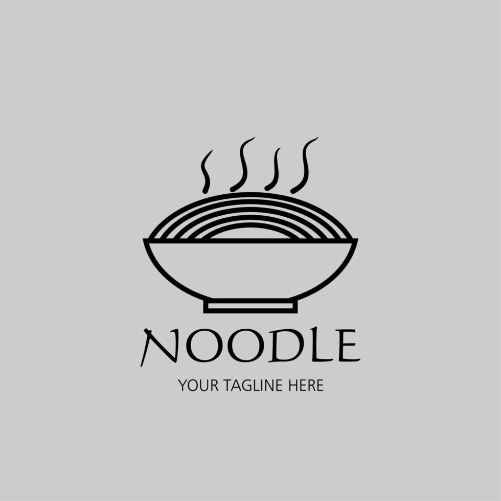 Noodle bowl logo template. Noodles in bowl vector design. Illustration of ramen noodles