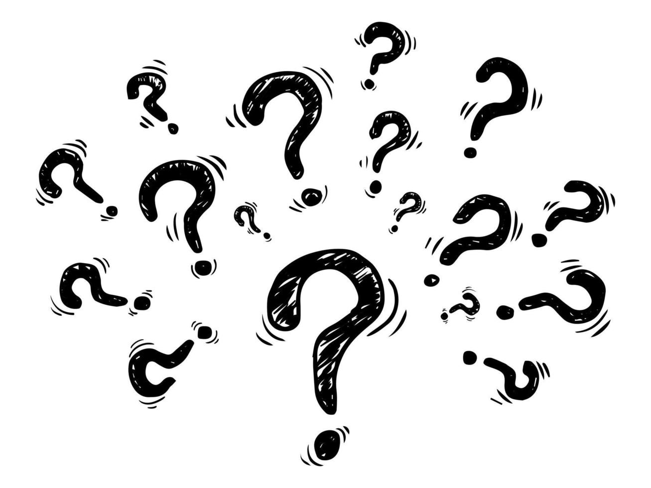 Set of hand drawn question marks. doodle questions marks. isolated on