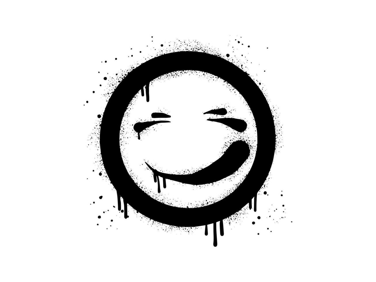 sonriente cara emoji personaje. rociar pintado pintada sonrisa cara en negro terminado blanco. aislado en blanco antecedentes. vector ilustración