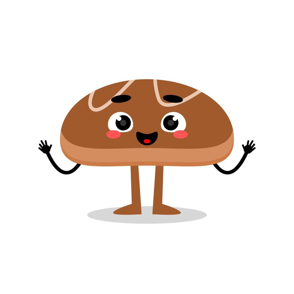 cute bread mascot with happy expression. vector