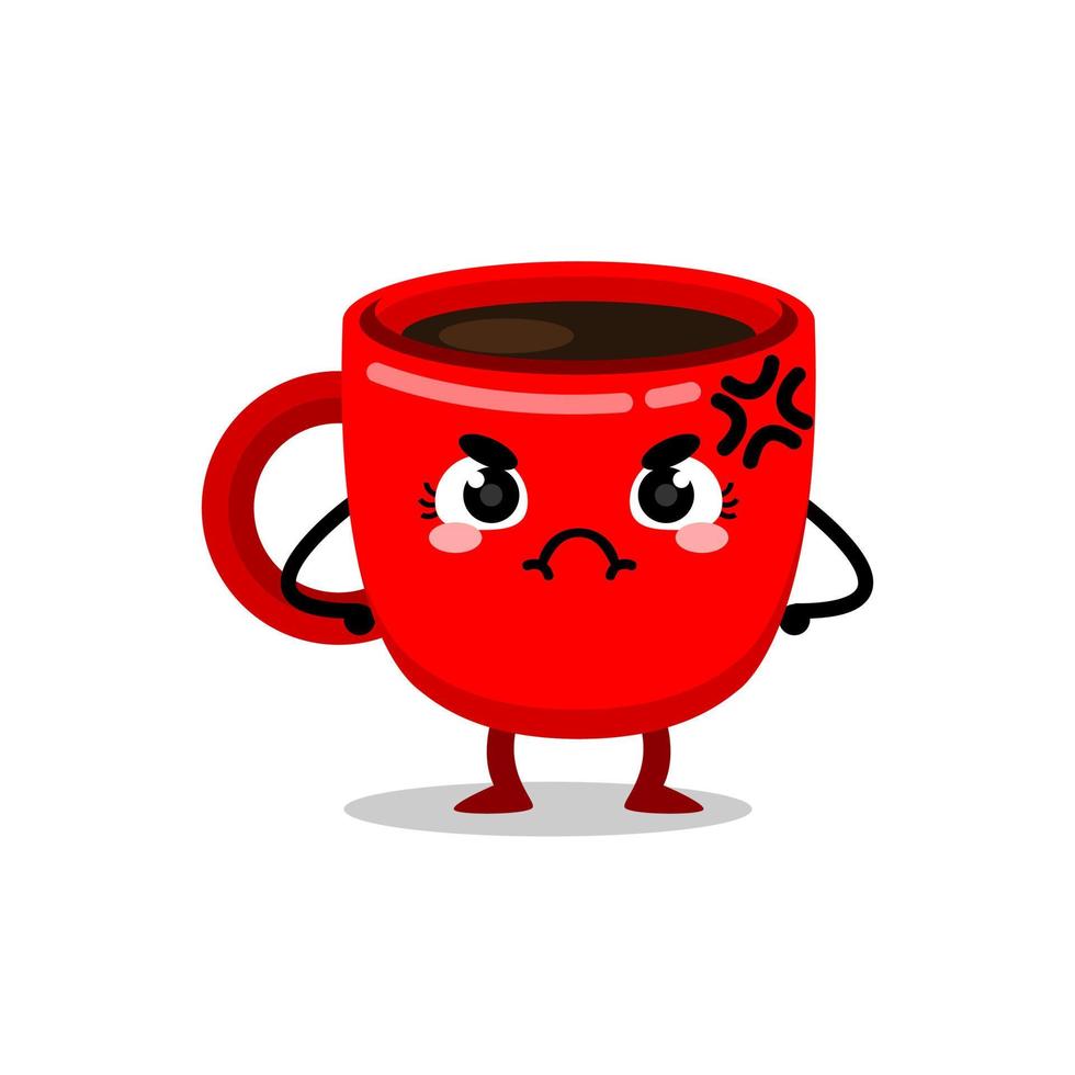 enojado taza bebida linda mascota personaje vector