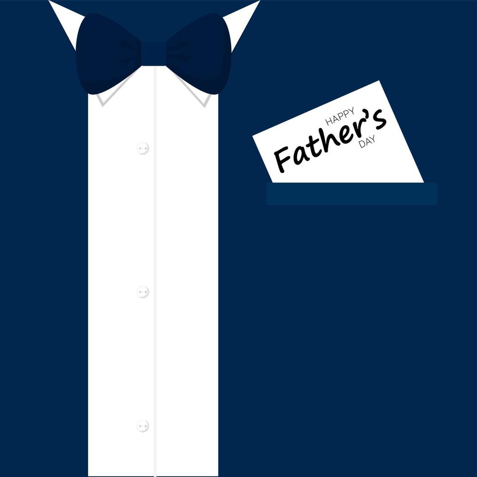 Square card for Father's Day. Classic man costume or smoking jacket with bow tie. Vector illustration