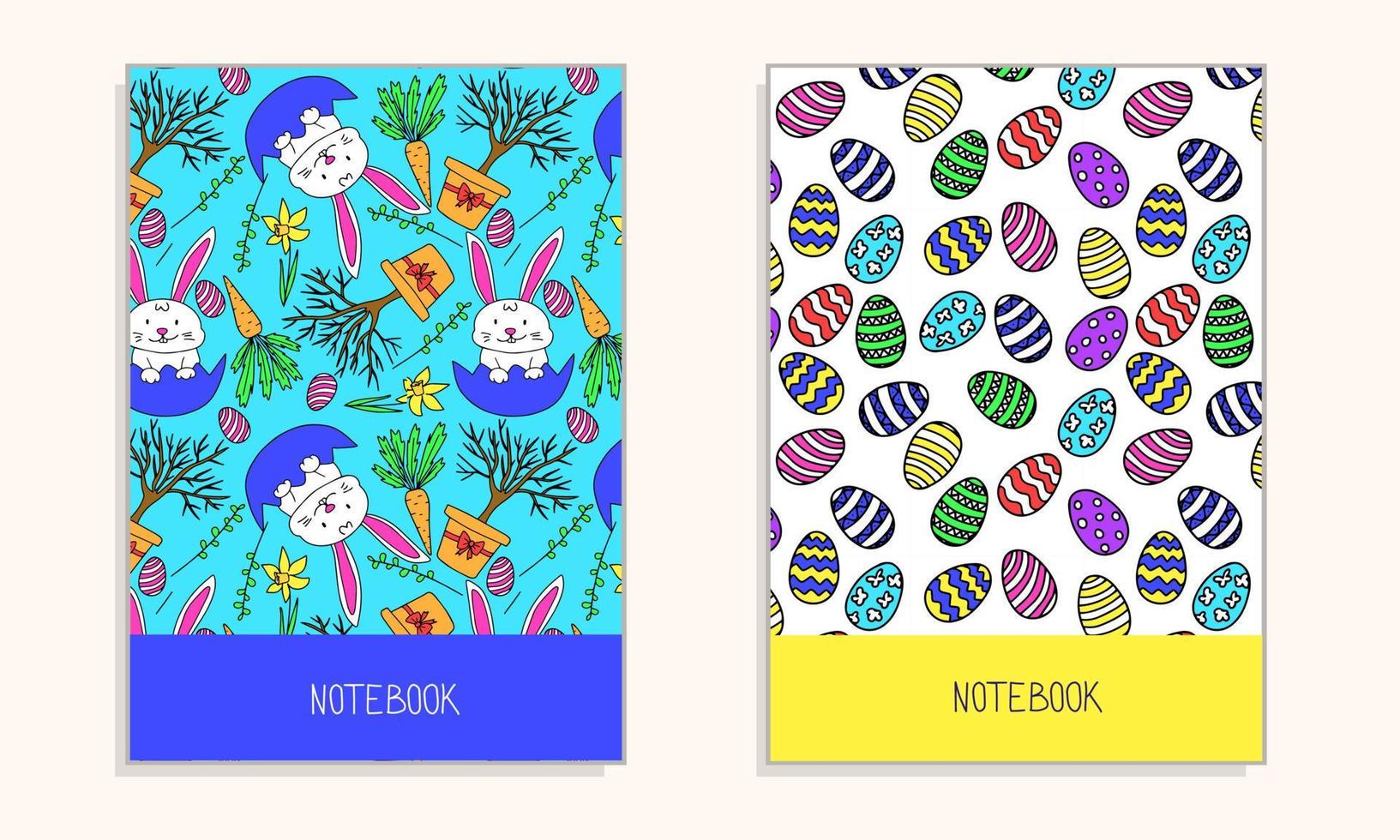 Set of Easter cover for notebook. Vector illustration