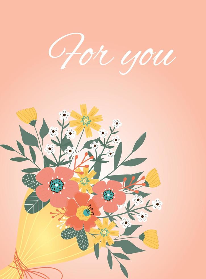 Happy Womens Day, birthday.Fowers and leaves on pink background. vector