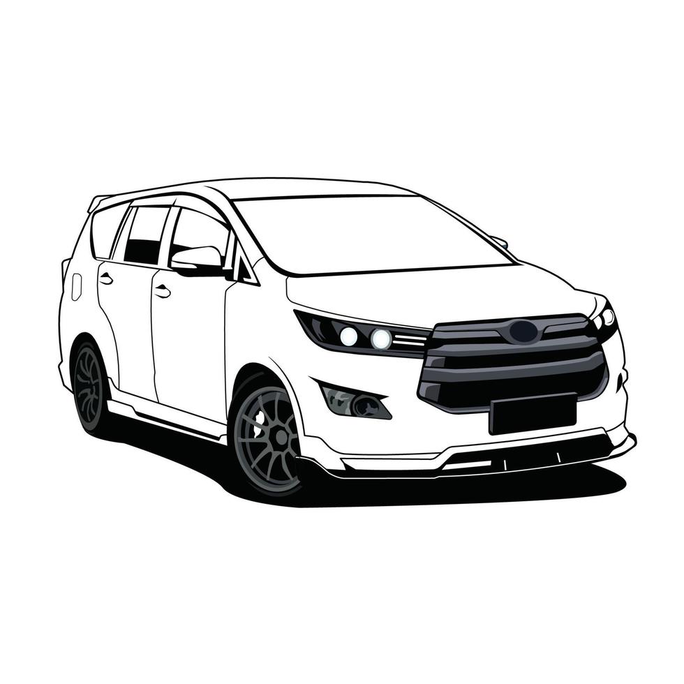 grande suv coche negro y blanco vector