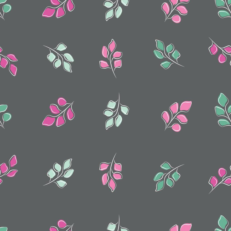 seamless pattern with abstract plants on a dark background vector
